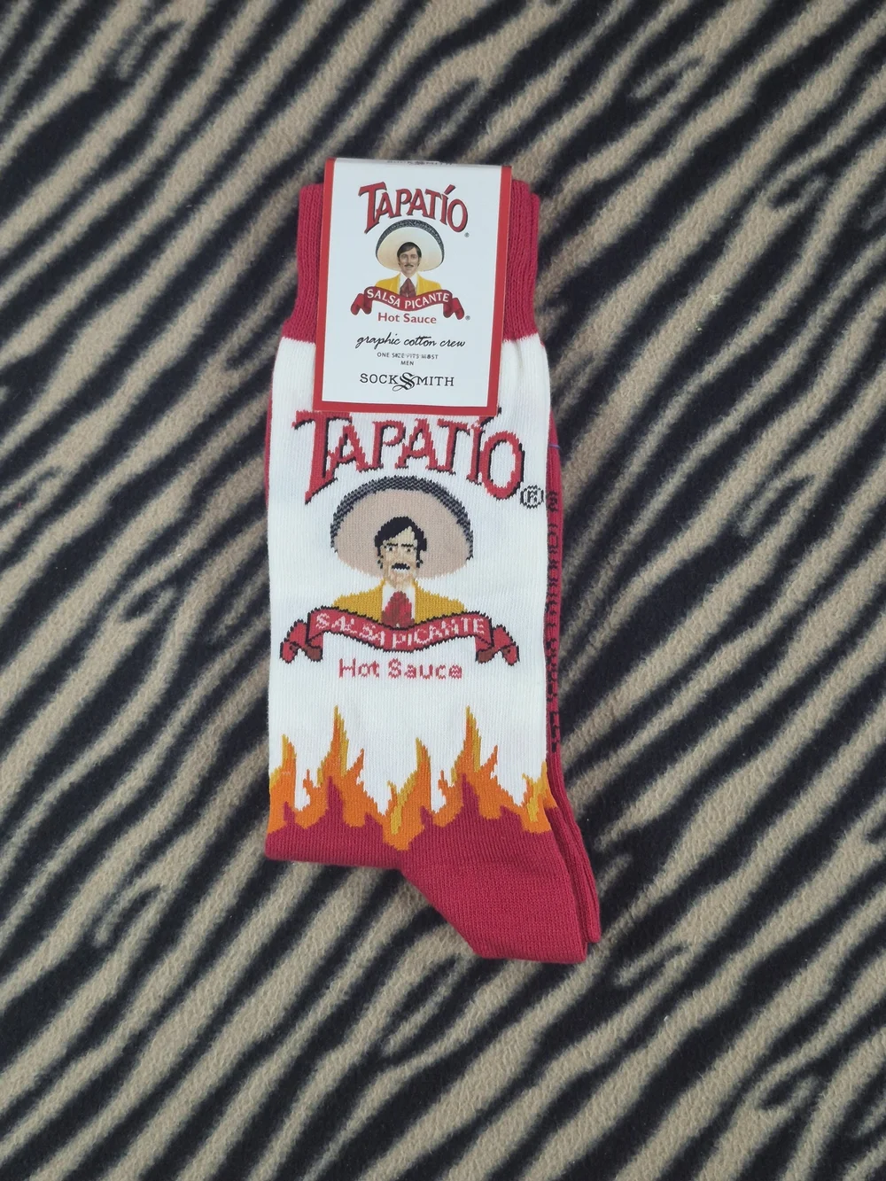 Socksmith Men's Tapatio Hot Sauce Graphic Cotton Crew Socks